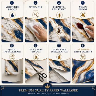 Self Adhesive White Blue Abstract Texture Wallpaper Roll 2 Meter
