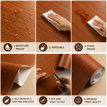 Self Adhesive Wooden Texture Wallpaper 10m x 18in | Wood Grain Wall Decor for Home