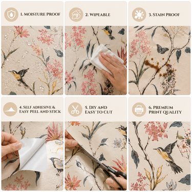 Self Adhesive Colourful Garden Wallpaper 10m x 18in | Vibrant Floral Wall Decor