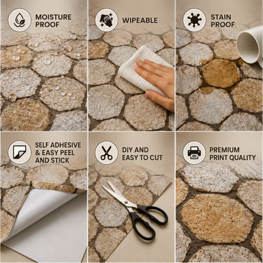 Self Adhesive Stone Texture Wallpaper 10m x 18in | Natural Stone Wall Decor