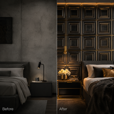 Non Self Adhesive Square Black 3D PVC Wall Panel 1.5x1.5 ft | 5-Year Life
