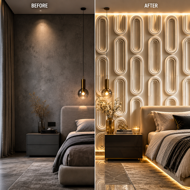 Non Self Adhesive Loopa White Tail 3D PVC Wall Panel 1.5x1.5 ft | 5-Year Life