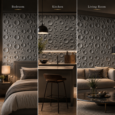 Non Self Adhesive Bubble Grey 3D PVC Wall Panel 1.5x1.5 ft | 5-Year Life