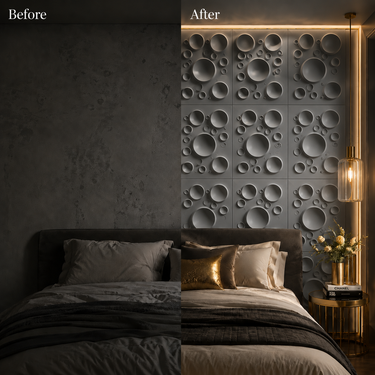 Non Self Adhesive Bubble Grey 3D PVC Wall Panel 1.5x1.5 ft | 5-Year Life