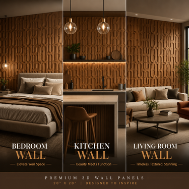 Non Self Adhesive Loopa Teak Wood 3D PVC Wall Panel 1.5x1.5 ft | 5-Year Life