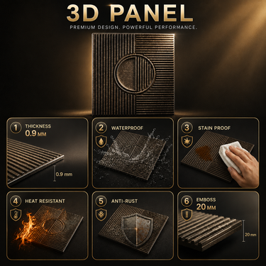 Non Self Adhesive Axis Orbit Magnum Brown 3D Acrylic-Coated PVC Wall Panel 1.5x1.5 ft | 5-Year Life