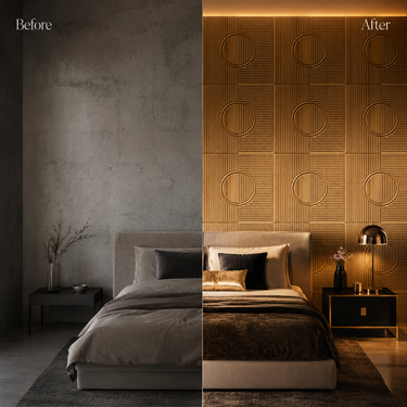 Non Self Adhesive Axis Orbit Metallic Wood 3D PVC Wall Panel 1.5x1.5 ft | 5-Year Life
