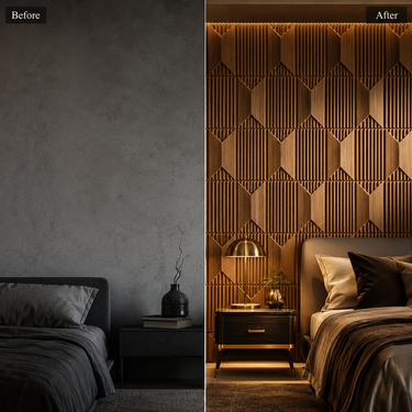 Non Self Adhesive Artisan Metallic Wood 3D PVC Wall Panel 1.5x1.5 ft | 5-Year Life