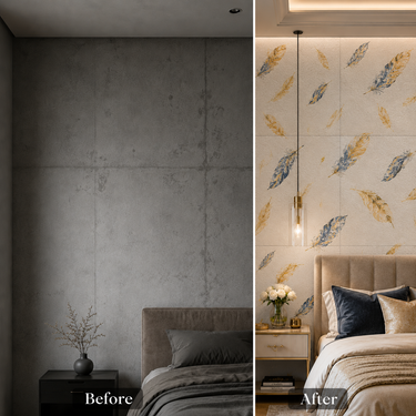 Self Adhesive White Feather Design 2.25x2.25 ft Textured Foam Sheet | 5 Sq.Ft Coverage