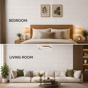 Self Adhesive White Bricks Design 2.25x2.25 ft Textured Foam Sheet | 5 Sq.Ft Coverage