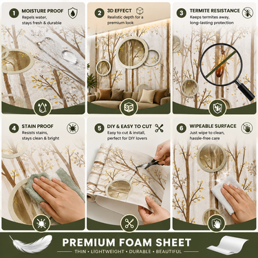 Self Adhesive Tree Design 2.25x2.25 ft Textured Foam Sheet | 5 Sq.Ft Coverage