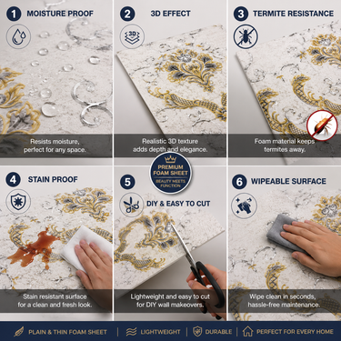 Self Adhesive Royal Design 2.25x2.25 ft Textured Foam Sheet | 5 Sq.Ft Coverage