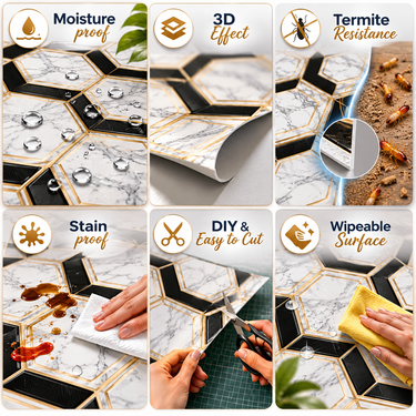 Self Adhesive Pentagon Design 2.25x2.25 ft Textured Foam Sheet | 5 Sq.Ft Coverage