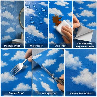 Nidhi Decor Cloud Wallpaper Close-Up – Soft Sky Pattern for Nursery & Kids Room India