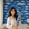 Nidhi Decor Self Adhesive Cloud Texture Wallpaper 10m x 18in – Dreamy Sky Wall Decor Kids Room Mumbai