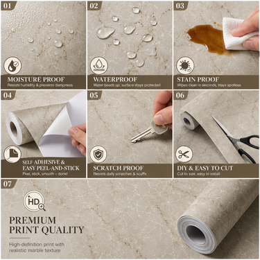 Self Adhesive Grey Texture Wallpaper 10m x 18in | Modern Neutral Wall Decor