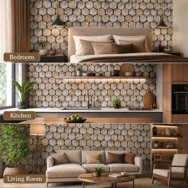 Nidhi Decor Stone Texture Wallpaper Close-Up – Realistic Rock Pattern Design India