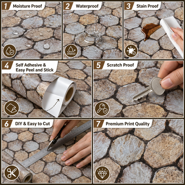 Self Adhesive Stone Pattern Wallpaper for Bathroom & Living Room – Nidhi Decor India