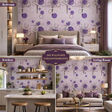 Self Adhesive Purple Circle Wallpaper for Bedroom & Living Room – Nidhi Decor India