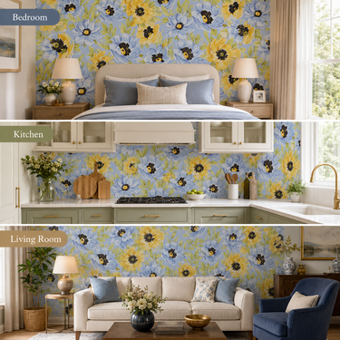 Self Adhesive Yellow Flower Wallpaper for Kids Room & Living Room – Nidhi Decor India
