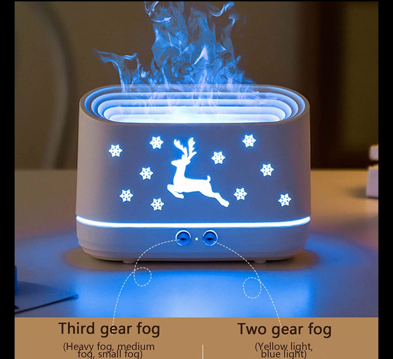 Humidifier for Home, Flame Diffuser/Atmosphere Light Humidifier -Portable Noiseless Aroma Aromatherapy Machine, Essential Oil Diffuser for Home Office (Deer Flame) (Deer)