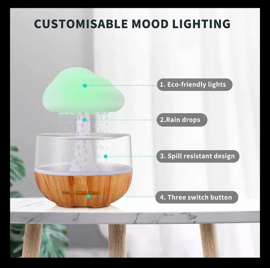 Humidifier for Home, Flame Diffuser/Atmosphere Light Humidifier -Portable Noiseless Aroma Aromatherapy Machine, Essential Oil Diffuser for Home Office (Deer Flame) (Cloud RAIN)