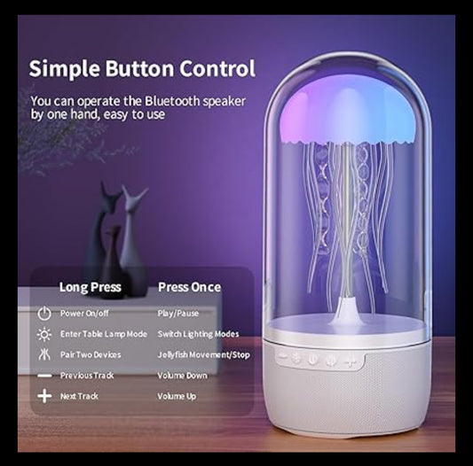 STAR PRIM Mood Lighting Bluetooth Speaker Jellyfish Wireless Portable Speaker with LED Night Light Wireless Bluetooth, Lighting for Home or Travel, Color-Changing LED Light