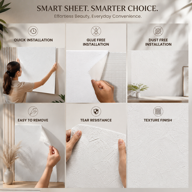 Artisan Stucco Pure White Textured Ceramic Sheet - 2x2 ft