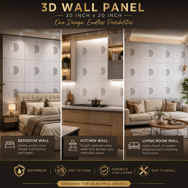 Self Adhesive Temple White Silver 3D PVC Wall Panel 1.5x1.5 ft | Peel & Stick