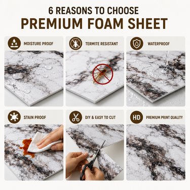 Self Adhesive White Black Texture Foam Wall Sheet 2x2 ft | 2mm Damp-Proof Decor