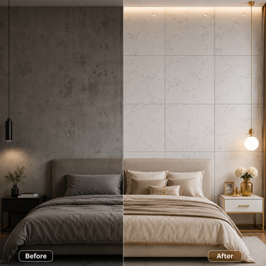 Self Adhesive White Texture Foam Wall Sheet 2x2 ft | 2mm Damp-Proof Wall Decor