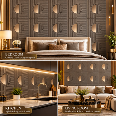 Self Adhesive Axis Halo Magnum Brown Bronze 3D PVC Wall Panel 1.5x1.5 ft | Peel & Stick (Order Minimum 5 Panels)