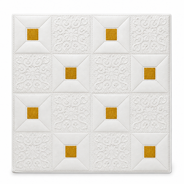 Self Adhesive Golden Tikkli Floral Design 2.25x2.25 ft Textured Foam Sheet with Gold Accent | 5 Sq.Ft Coverage