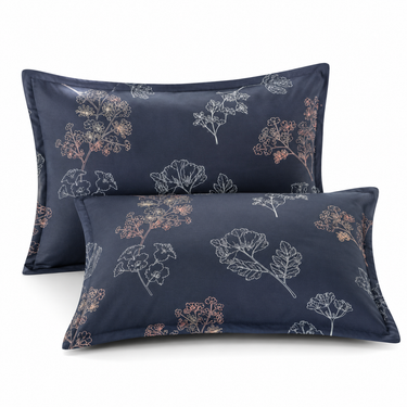 Midnight Botanica Navy Blue Floral Printed Double Bedsheet Set | Super-Soft Microfiber with 2 Pillow Covers
