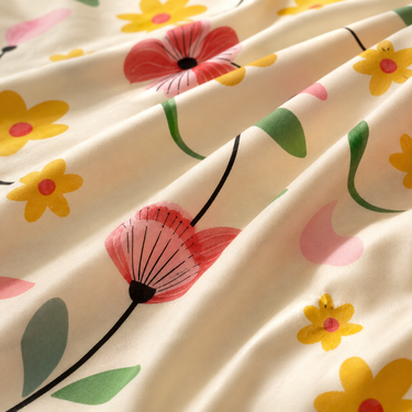 Tropical Bloom Multicolour Floral Printed Double Bedsheet