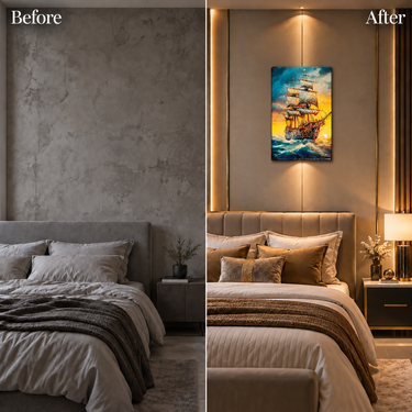Luxury Teal Ocean & Gold Crystal Sailing Ship Wall Art – Premium 3D Rhinestone Nautical Panel