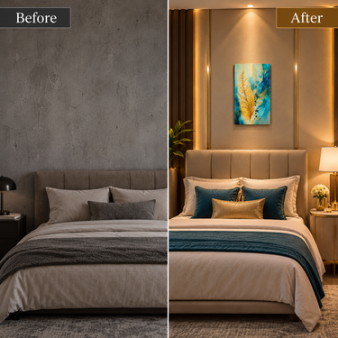 Luxury Aqua, Ivory & Gold Crystal Feather Wall Art Frame – Premium 3D Rhinestone Feather Decorative Panel