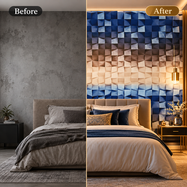 Self Adhesive 3D Blue Brown Cube Mosaic Wallpaper 10m x 18in | Modern Geometric Wall Decor