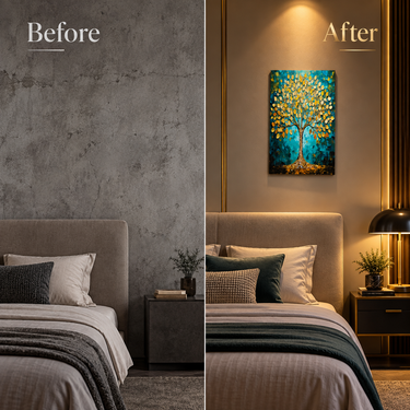 Designer Turquoise & Gold Tree of Life Crystal Wall Decor – Luxury 3D Art Frame