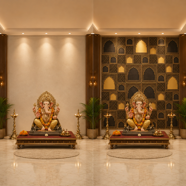 Traditional Black & Gold Jali Arch Ganpati Backdrop 10×10 Ft | Premium Decorative Mandap Panel Set | Temple, Pooja & Festive Decor