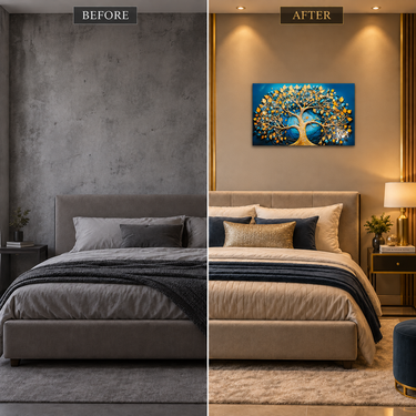 Majestic Teal & Gold Crystal Tree of Life Wall Art – Premium 3D Rhinestone Wall Panel