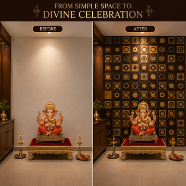 Swarna Chakra Black & Gold Ganpati Backdrop Panel Set