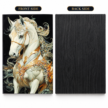 Luxury White & Gold Crystal Horse Wall Art Frame – Premium 3D Rhinestone Horse Decorative Frame