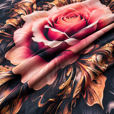 Luxury Pink Rose & Golden Ornamental Printed Double Bedsheet with 2 Pillow Covers | 100% Microfiber Satin Weave | Super Soft Pre-Shrunk Bedding Set – 87.5 × 92.5 Inch