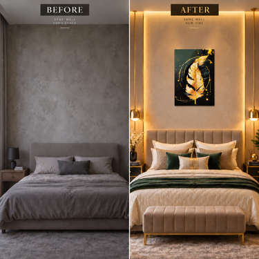 Luxury Black & Gold Crystal Feather Wall Art Frame – Premium 3D Rhinestone Decorative Frame