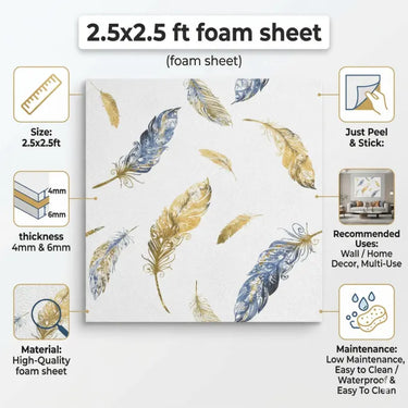 Nidhi Decor White Feather Foam Sheet Close-Up – Elegant White Feather Pattern Wall Panel India