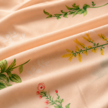 Peach Blossom Meadow Floral Printed Double Bedsheet Set | Super-Soft Microfiber with 2 Pillow Covers