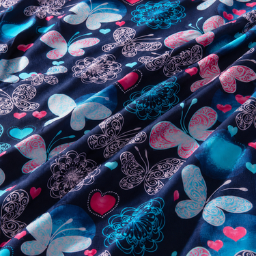 Midnight Butterfly Bliss Navy Blue Multicolour Printed Double Bedsheet Set | Super-Soft Microfiber with 2 Pillow Covers