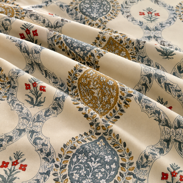 Royal Mughal Garden Ivory Floral Printed Double Bedsheet Set | Super-Soft Microfiber with 2 Pillow Covers