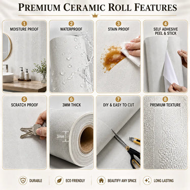 Nidhi Decor Dot Texture Ceramic Roll Close-Up – Durable 3mm PVC Wallpaper India
